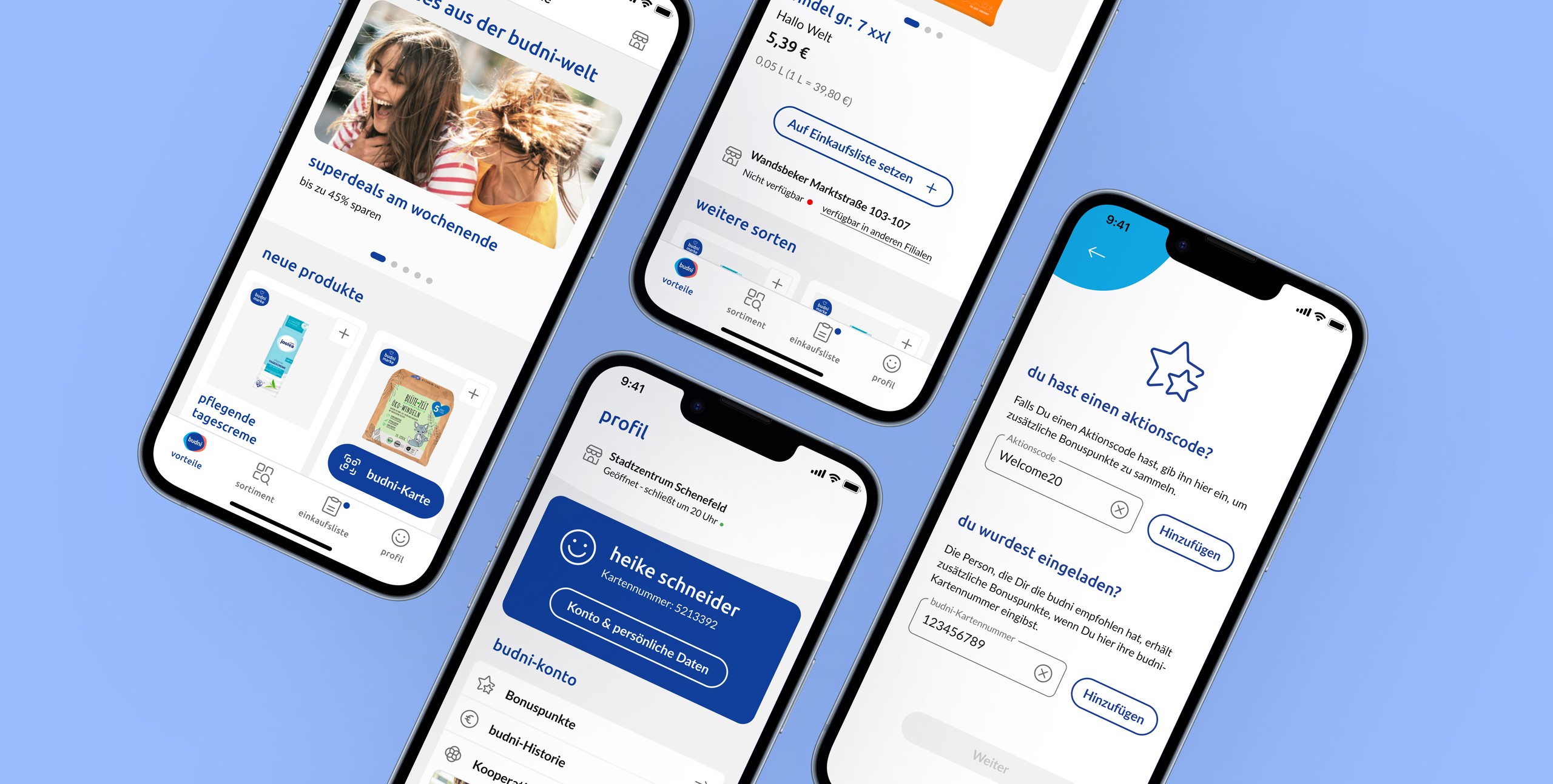 Smartphone-Mockup mit Bild aus budni-App